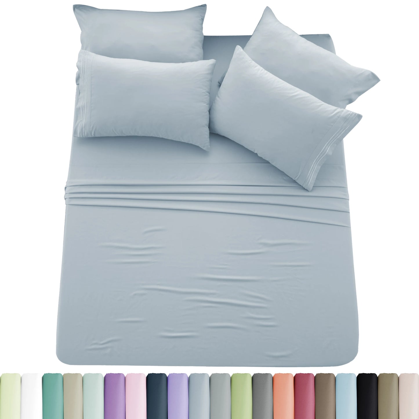 Luxury 6 Piece Microfiber Bed Sheet Set . Ultra Soft Deep Pocket Bedding Collection