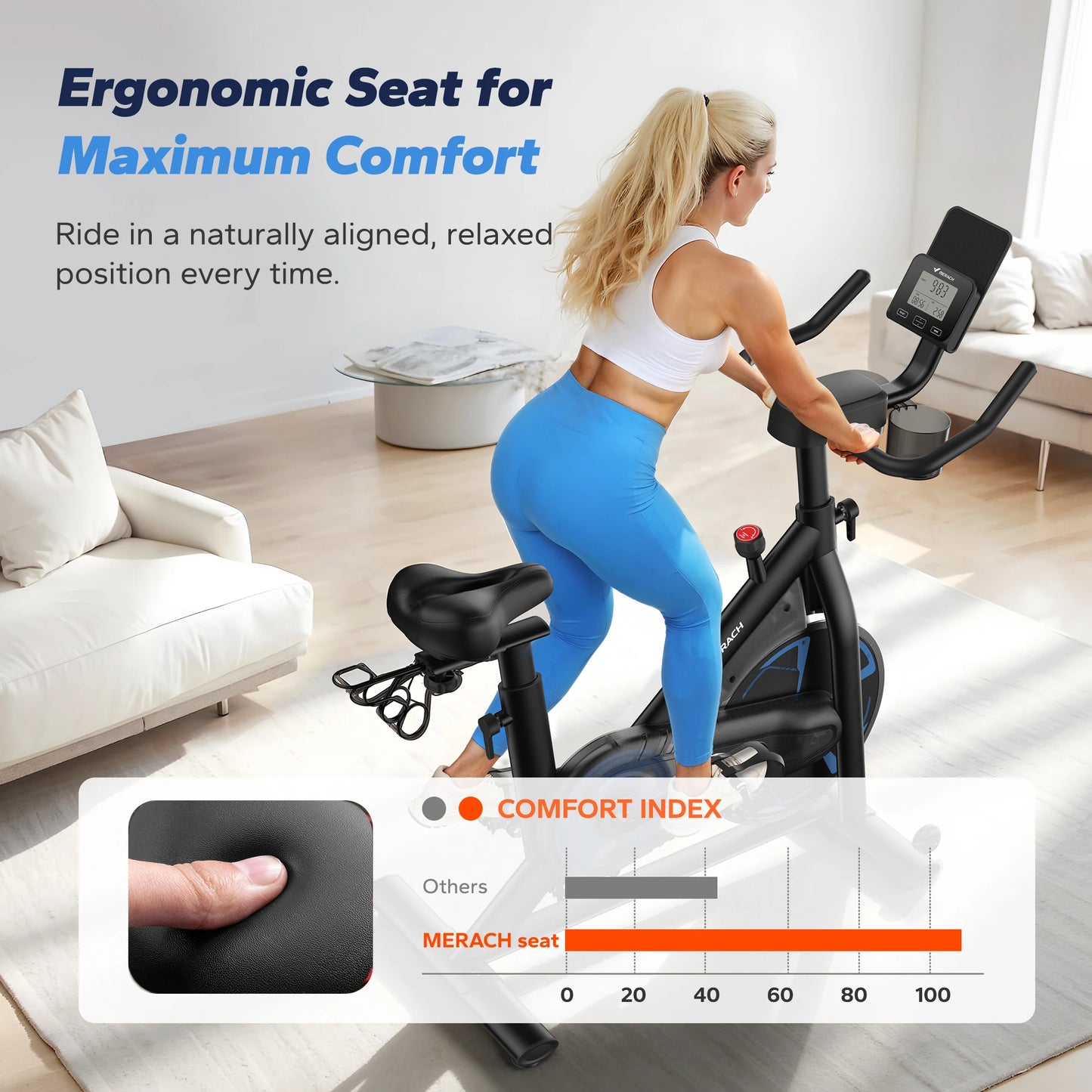 MERACH Exercise Bike S36 for Home Magnetic Indoor Cycling with Self-developed APP 330lbs Capacity & Comfortable Seat Cushion