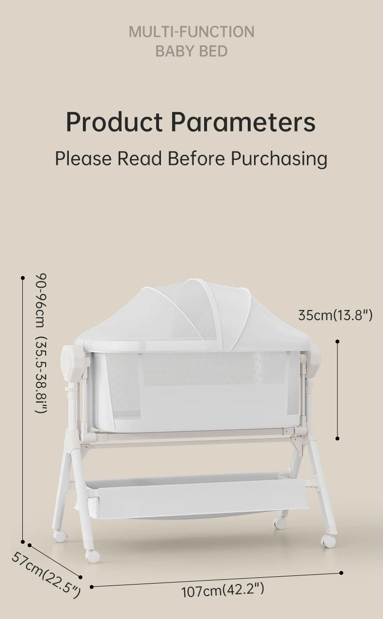 Adjustable Baby Bassinet Bedside Sleeper & Newborn Co-Sleeper with Storage Basket