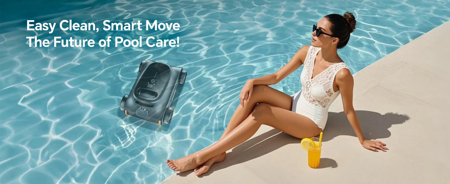 Seauto SAT 10 Cordless Robotic Pool Cleaner for Pools Up to 2,000 Sq. Ft. | Automatic Smart Pool Vacuum