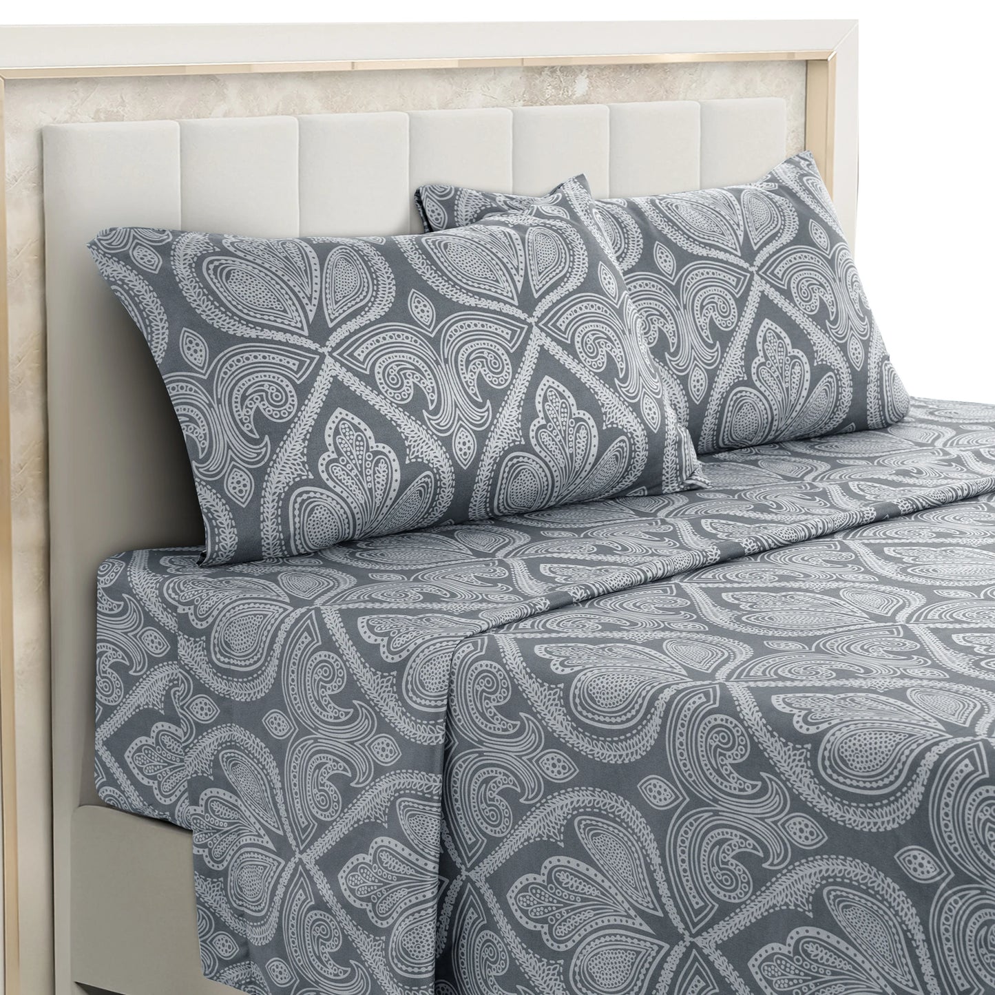 Lux Décor 4 Piece Paisley Bed Sheet Set . Ultra Soft Brushed Microfiber Bedding