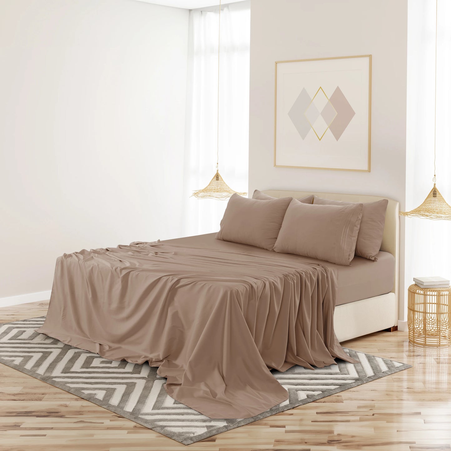 Luxury 6 Piece Microfiber Bed Sheet Set . Ultra Soft Deep Pocket Bedding Collection