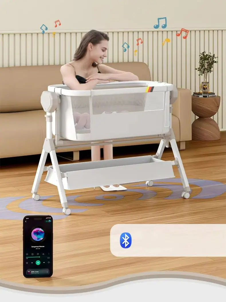 Adjustable Baby Bassinet Bedside Sleeper & Newborn Co-Sleeper with Storage Basket
