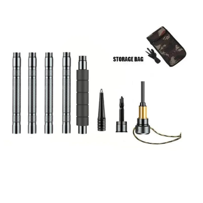 Heavy-Duty Modular Hiking Stick  Multi-Purpose Outdoor Trekking Pole with Accessories