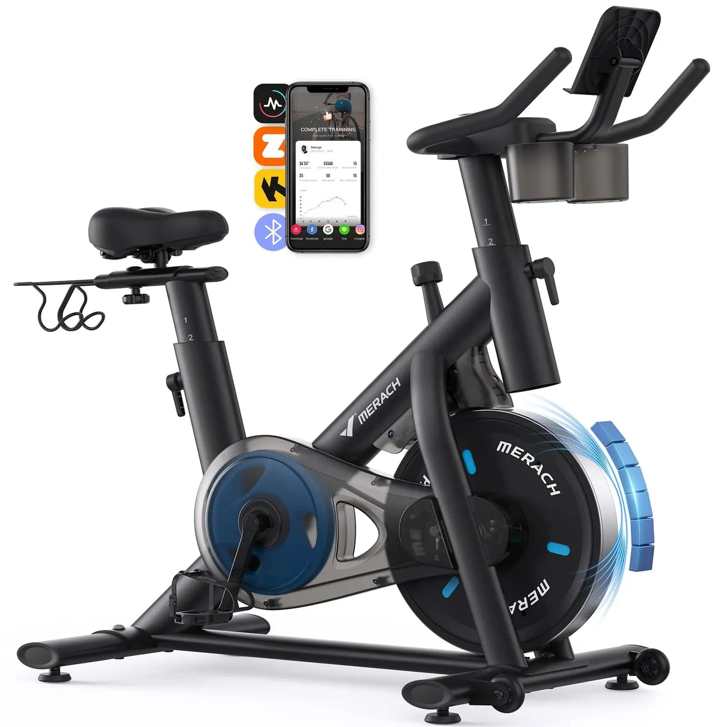 Magnetic Stationary Exercise Bike with App Connectivity for Home Cardio Training