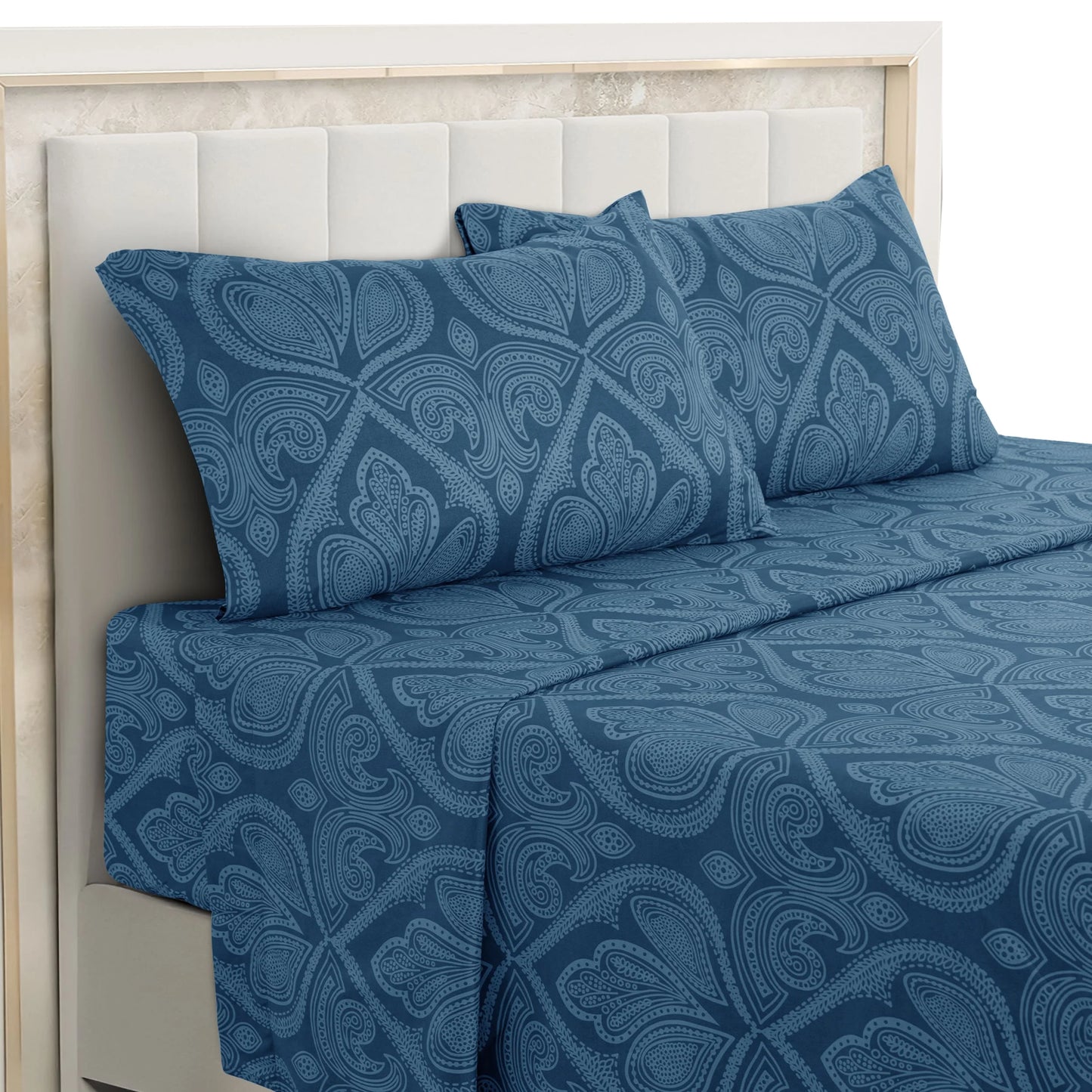 Lux Décor 4 Piece Paisley Bed Sheet Set . Ultra Soft Brushed Microfiber Bedding