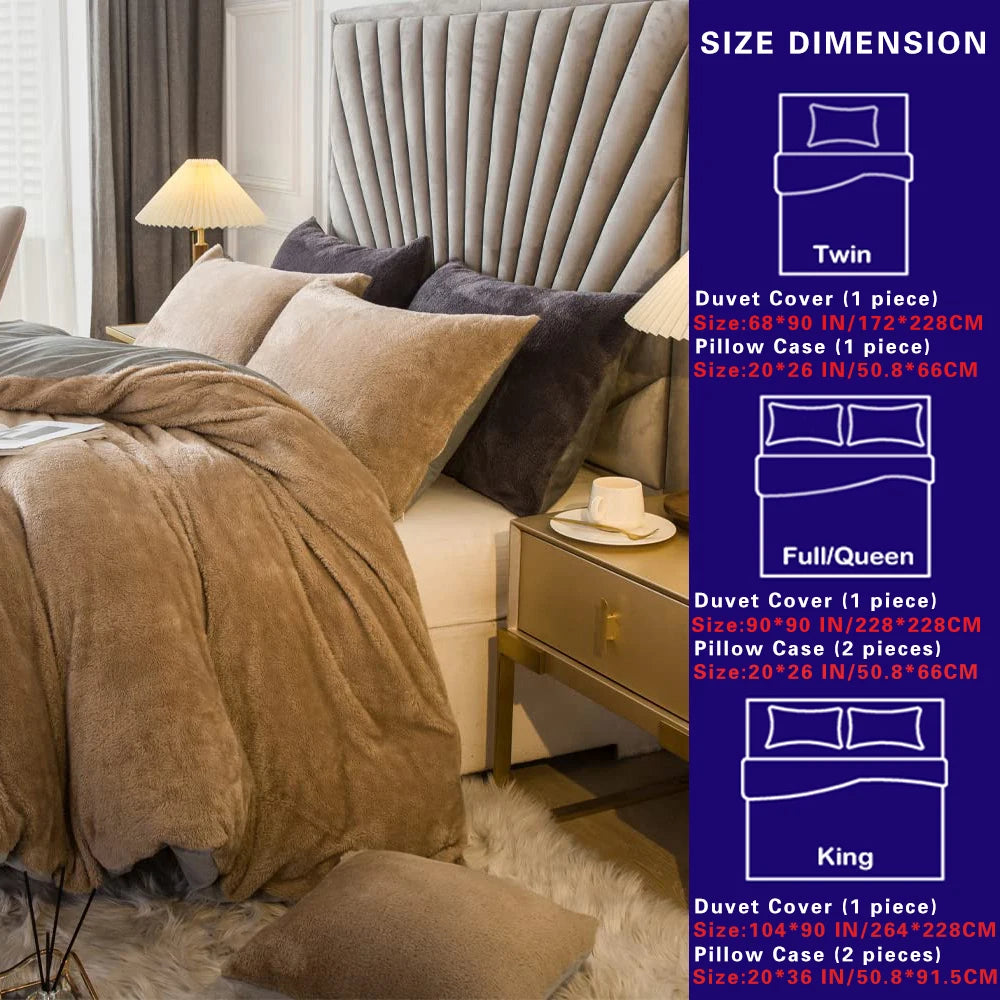 2 To 3 Piece Velvet Shaggy Duvet Cover Set Ultra Soft