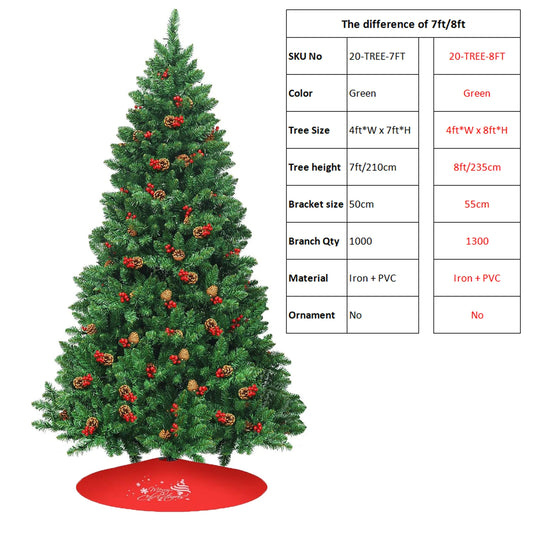 Classic Pine Tree 7 Ft 8 Ft Pre Artificial Christmas Tree PVC