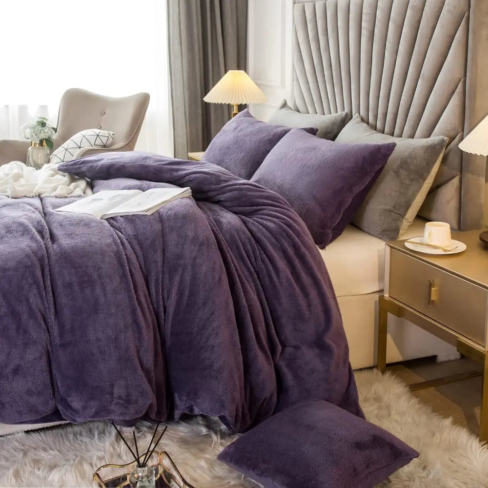 2/3pcs Velvet Shaggy Duvet Cover Set Ultra Soft Fluffy Duvet Cover Bedding Set
