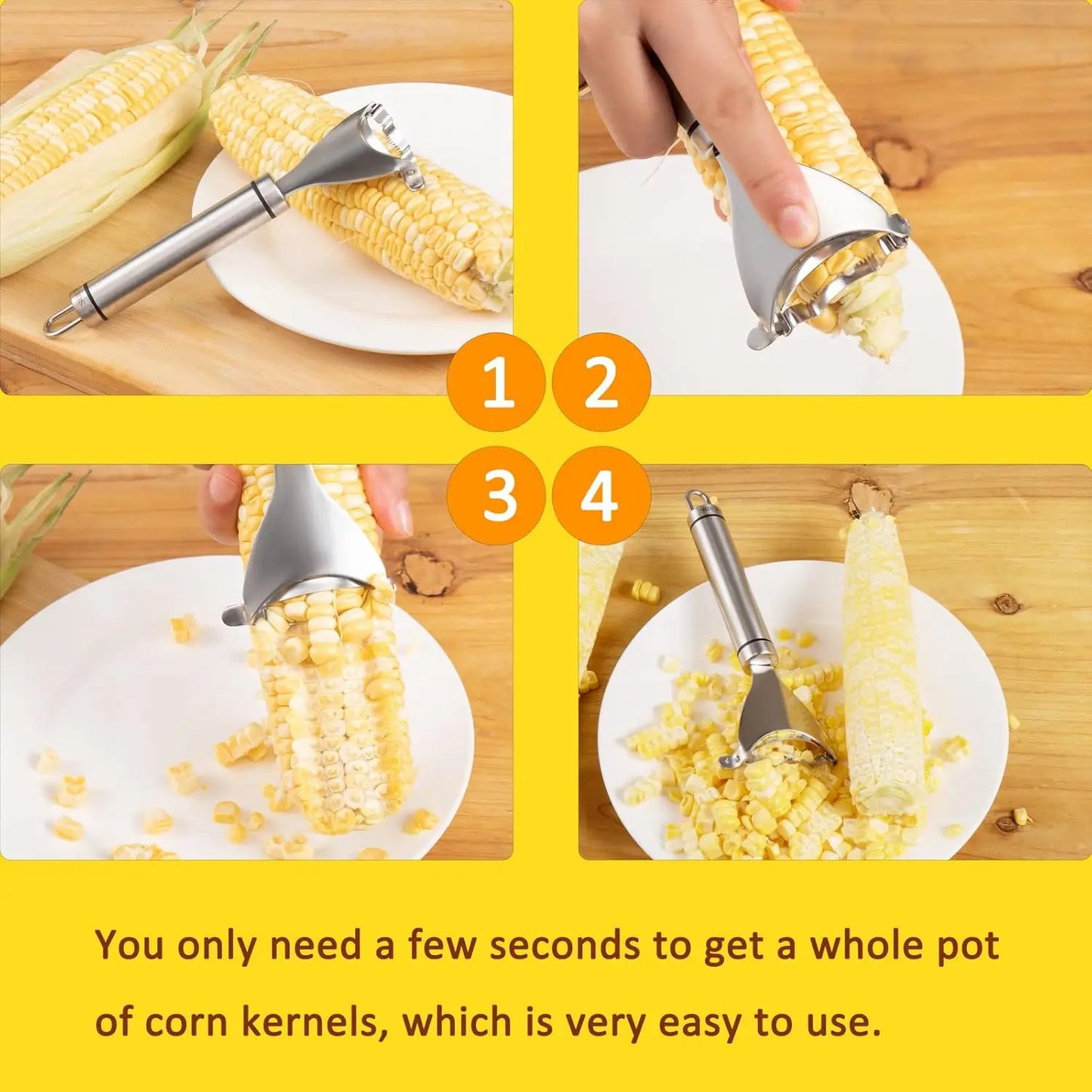 Stainless Steel Corn Peeler & Stripper Tool. Quick Kernel Remover (Easy Kitchen Tool)