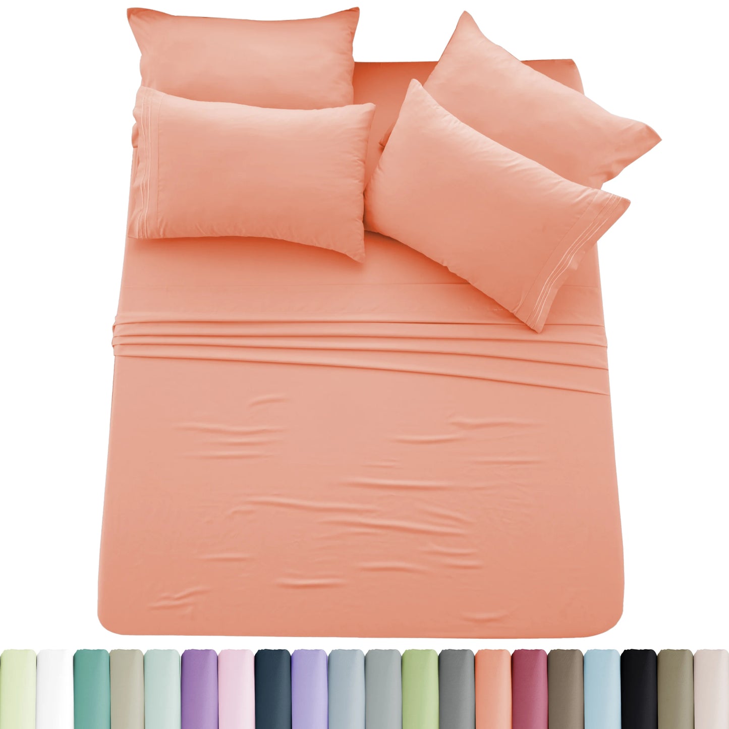 Luxury 6 Piece Microfiber Bed Sheet Set . Ultra Soft Deep Pocket Bedding Collection