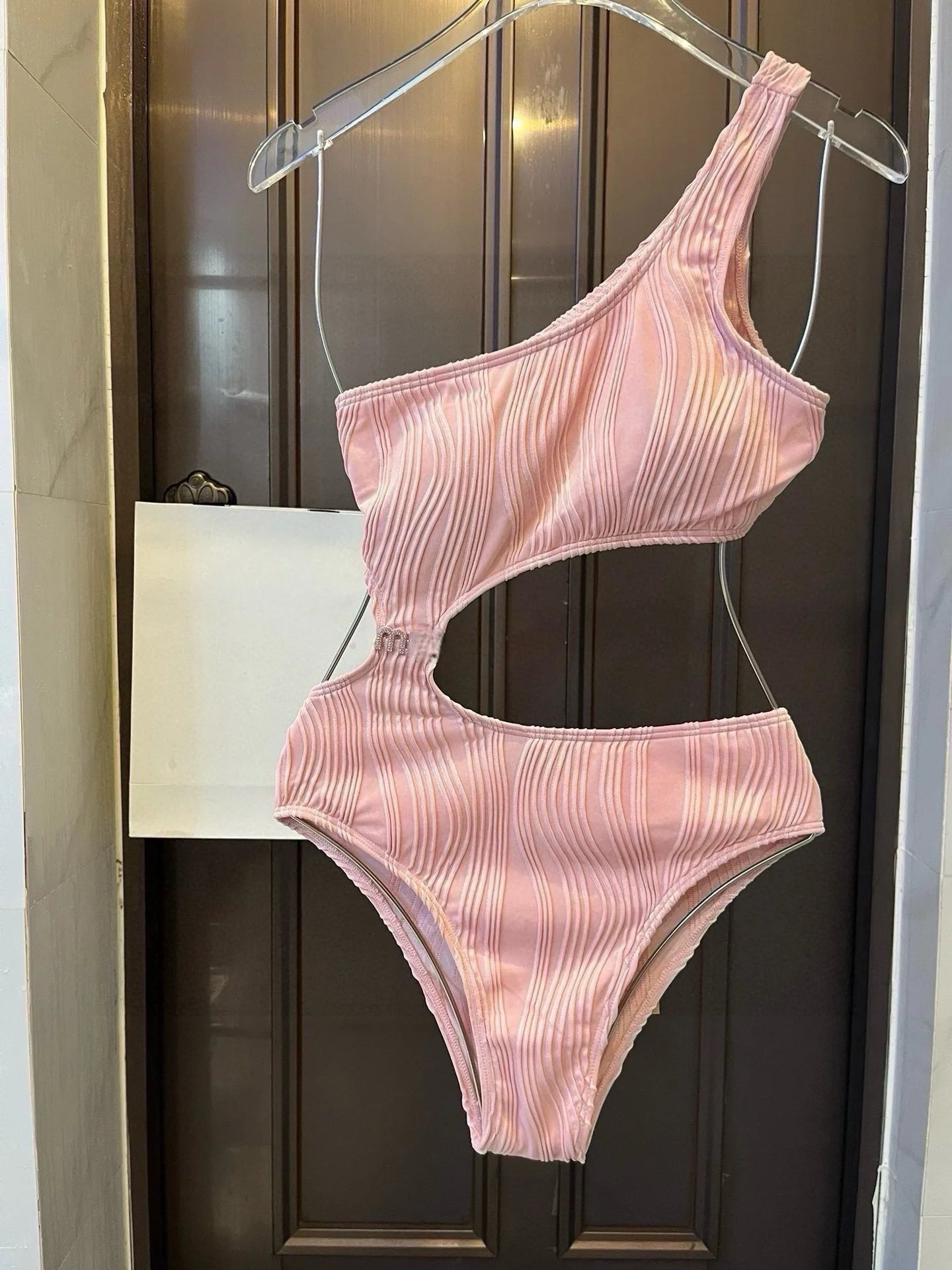Elegant Double-Strap Cutout One-Piece Swimsuit. Hollow-Out Women’s Swimwear