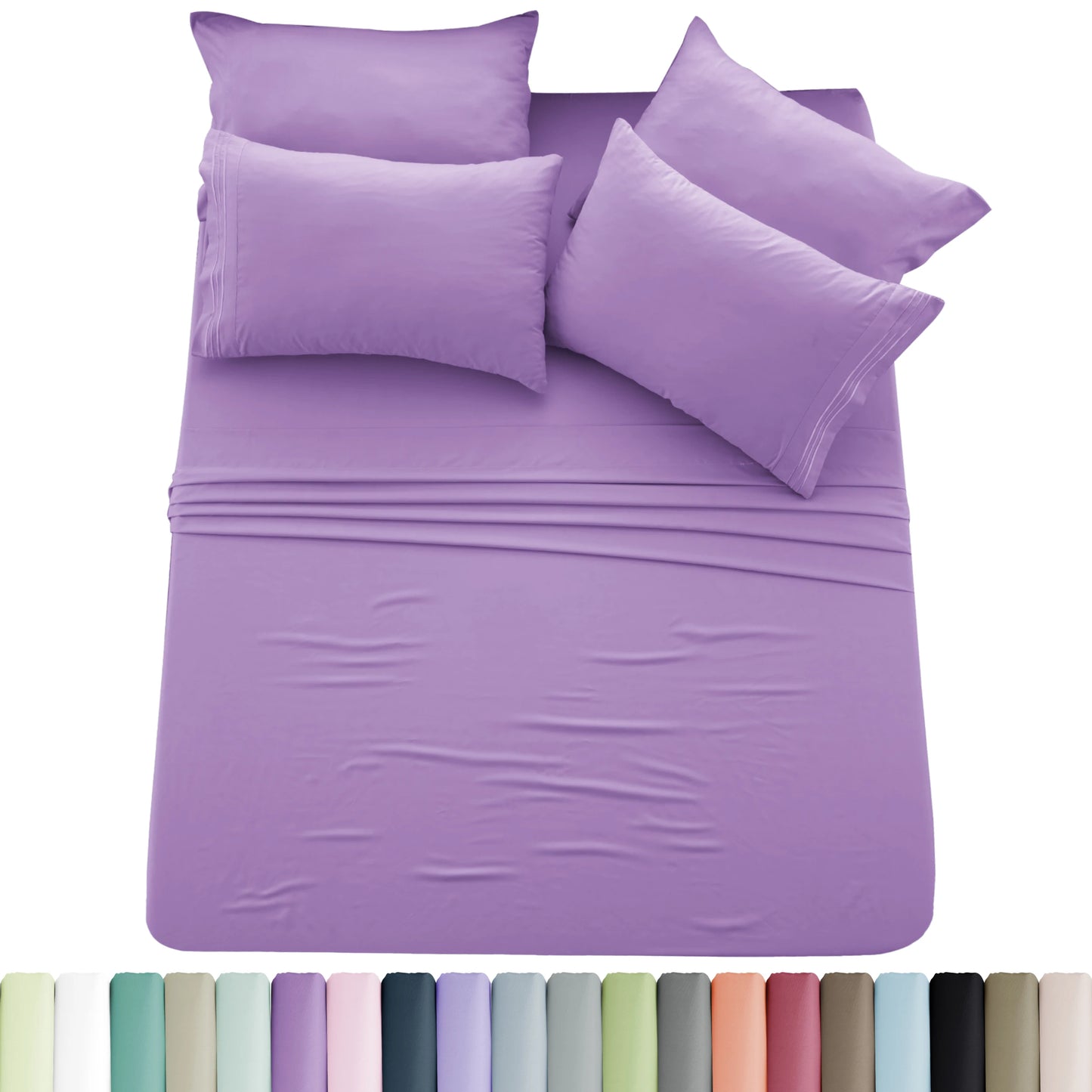 Luxury 6 Piece Microfiber Bed Sheet Set . Ultra Soft Deep Pocket Bedding Collection