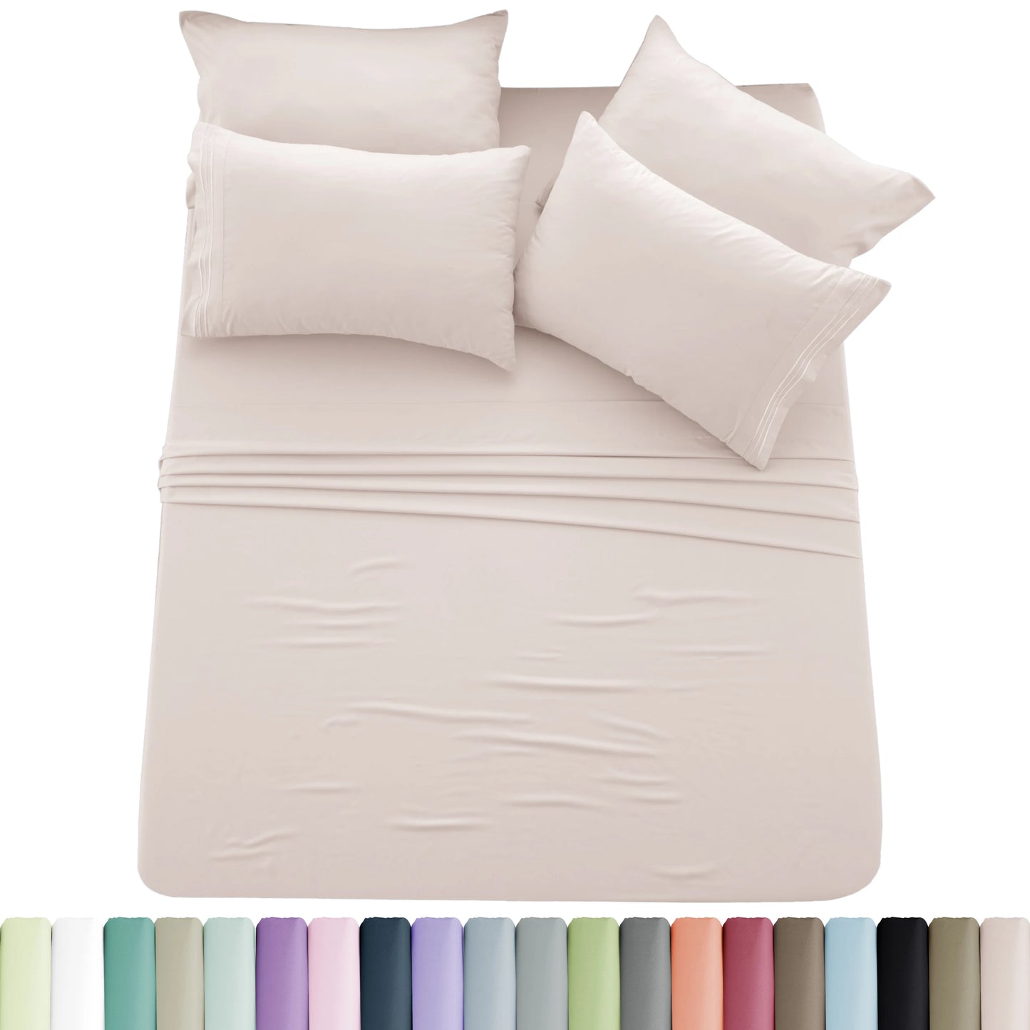 Luxury 6 Piece Microfiber Bed Sheet Set . Ultra Soft Deep Pocket Bedding Collection