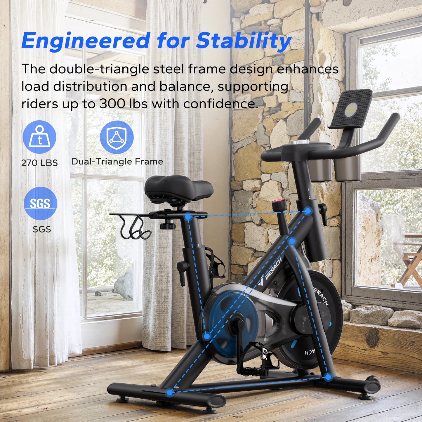 Magnetic Stationary Exercise Bike with App Connectivity for Home Cardio Training