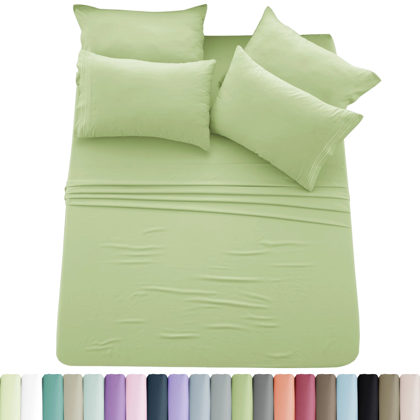 Luxury 6 Piece Microfiber Bed Sheet Set . Ultra Soft Deep Pocket Bedding Collection