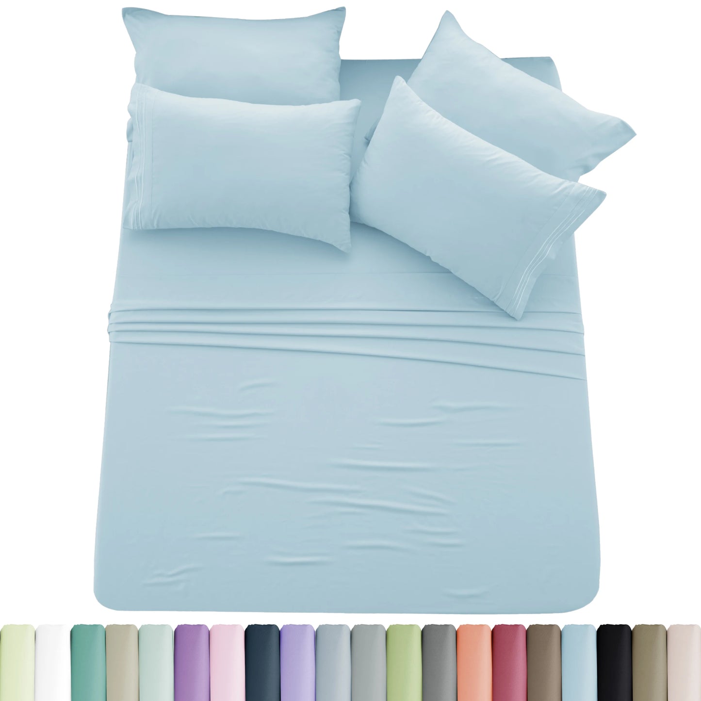 Luxury 6 Piece Microfiber Bed Sheet Set . Ultra Soft Deep Pocket Bedding Collection