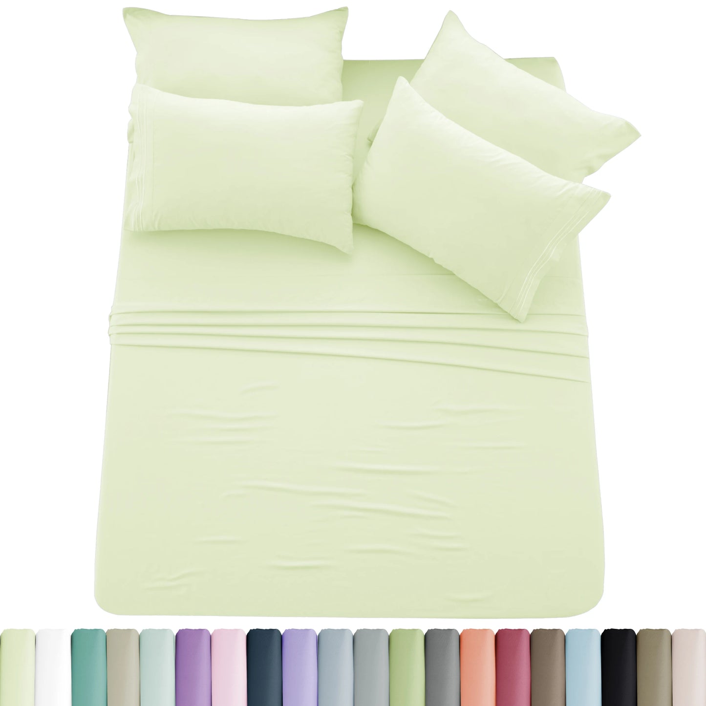 Luxury 6 Piece Microfiber Bed Sheet Set . Ultra Soft Deep Pocket Bedding Collection