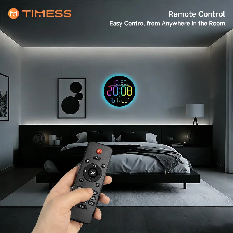 10 Inch RGB LED Digital Wall Clock with Remote Control