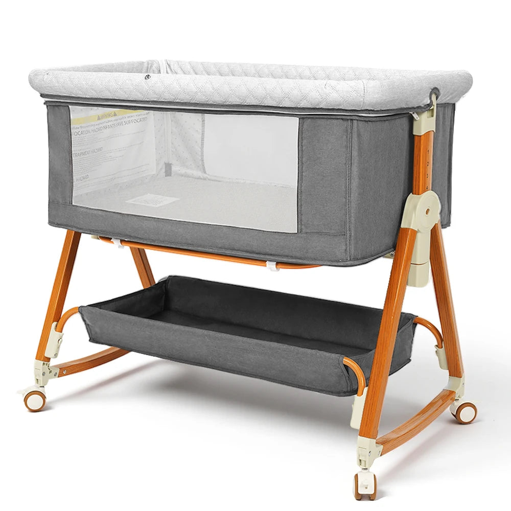 3-in-1 Baby Bedside Sleeper Bassinet with Storage Basket, Adjustable Newborn Co-Sleeper Crib