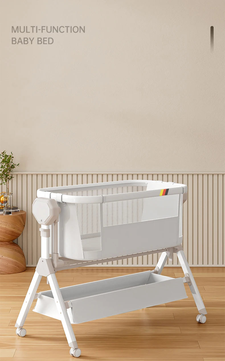 Adjustable Baby Bassinet Bedside Sleeper & Newborn Co-Sleeper with Storage Basket
