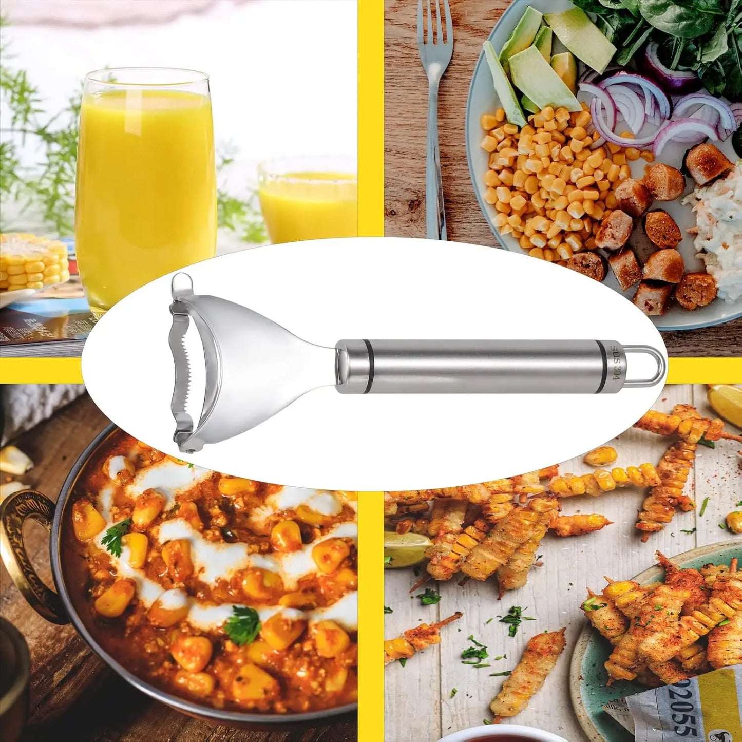 Stainless Steel Corn Peeler & Stripper Tool. Quick Kernel Remover (Easy Kitchen Tool)