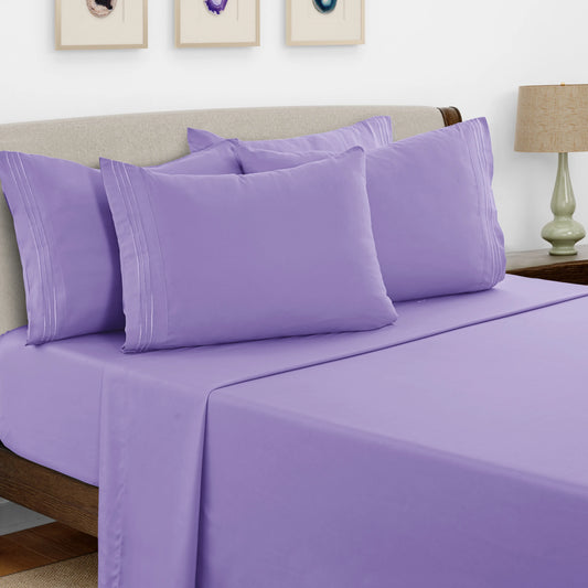 Luxury 6 Piece Microfiber Bed Sheet Set . Ultra Soft Deep Pocket Bedding Collection
