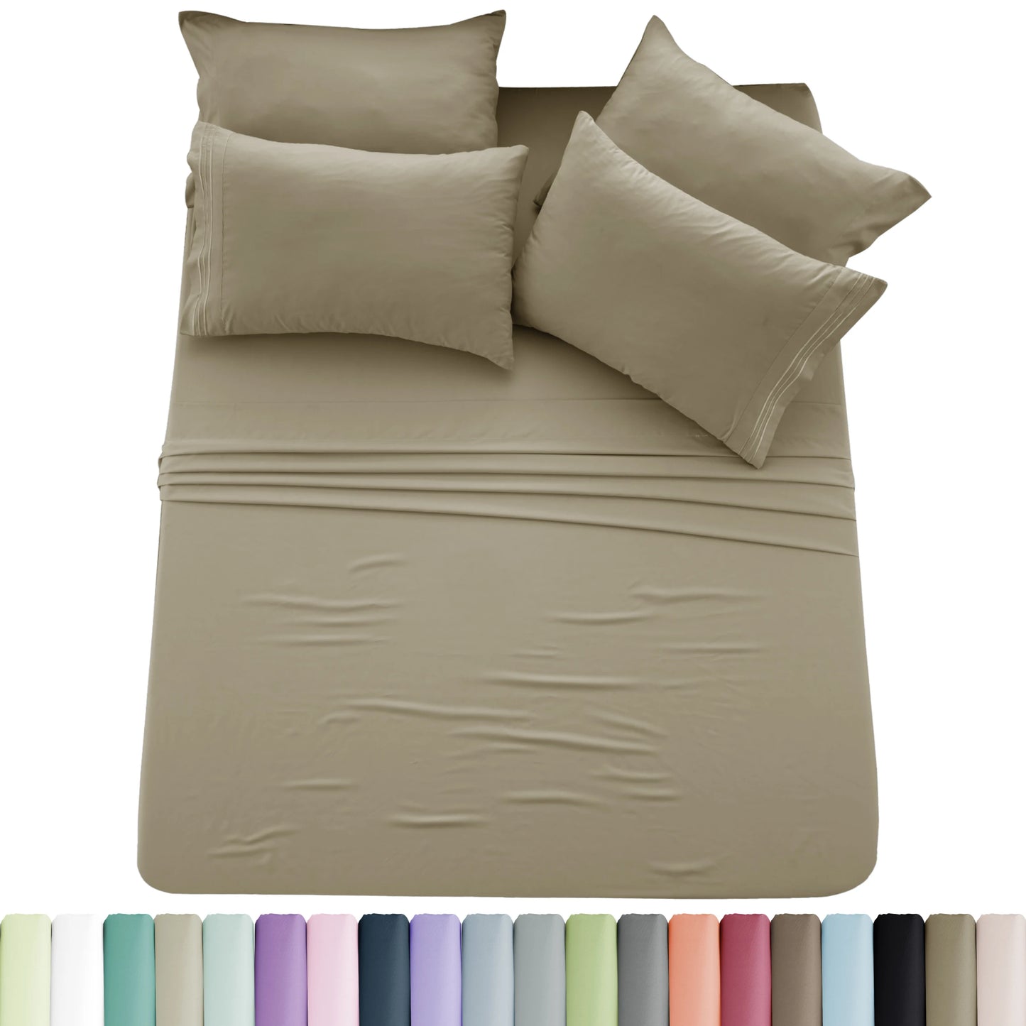 Luxury 6 Piece Microfiber Bed Sheet Set . Ultra Soft Deep Pocket Bedding Collection