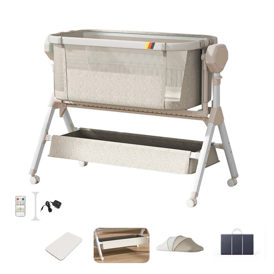 Adjustable Baby Bassinet Bedside Sleeper & Newborn Co-Sleeper with Storage Basket