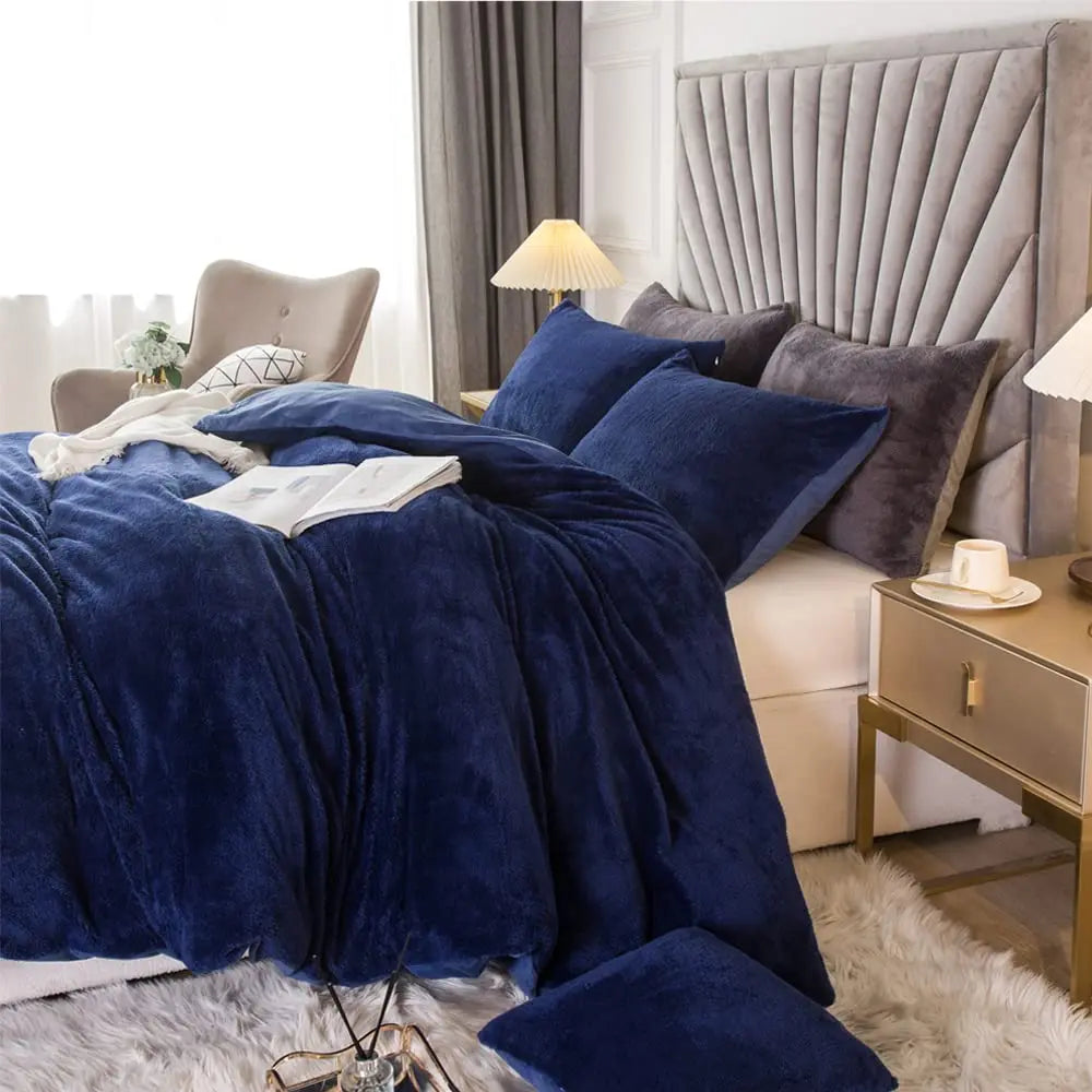 2/3pcs Velvet Shaggy Duvet Cover Set Ultra Soft Fluffy Duvet Cover Bedding Set