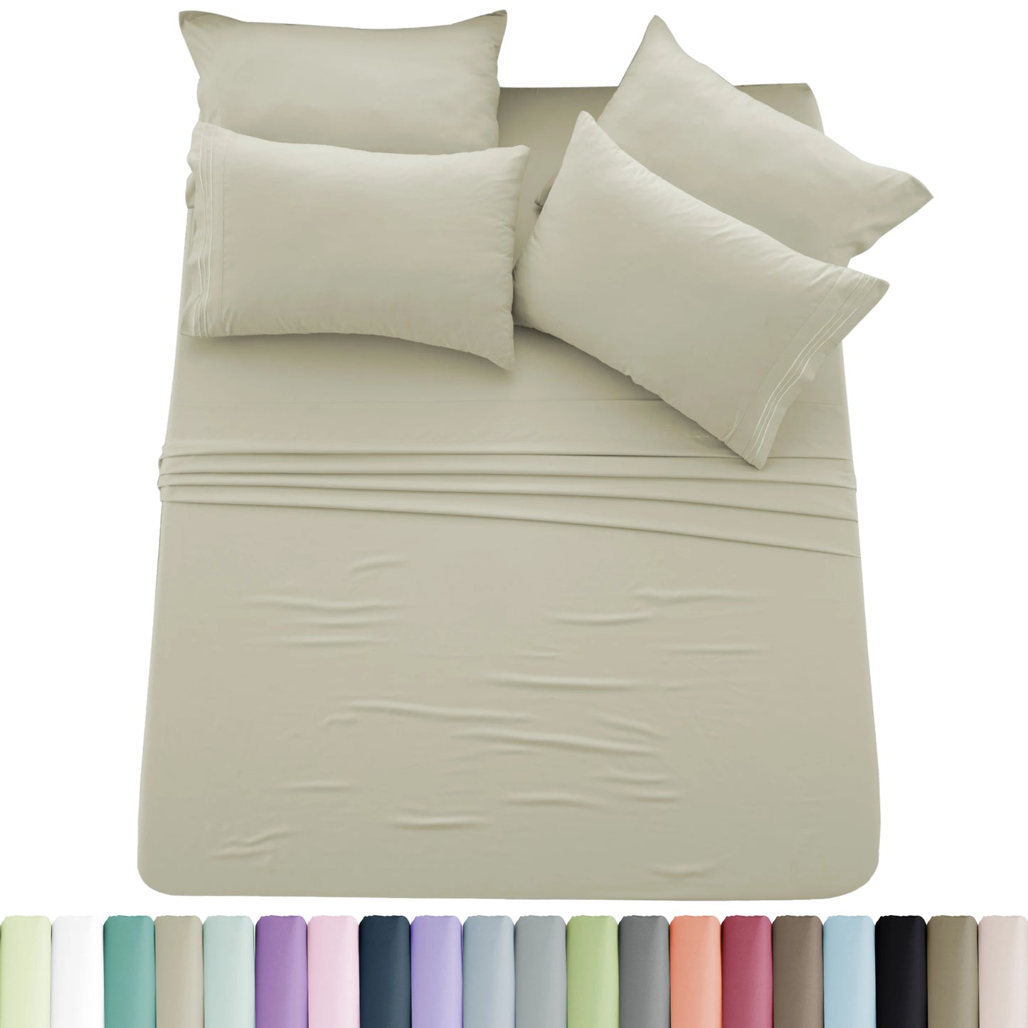 Luxury 6 Piece Microfiber Bed Sheet Set . Ultra Soft Deep Pocket Bedding Collection