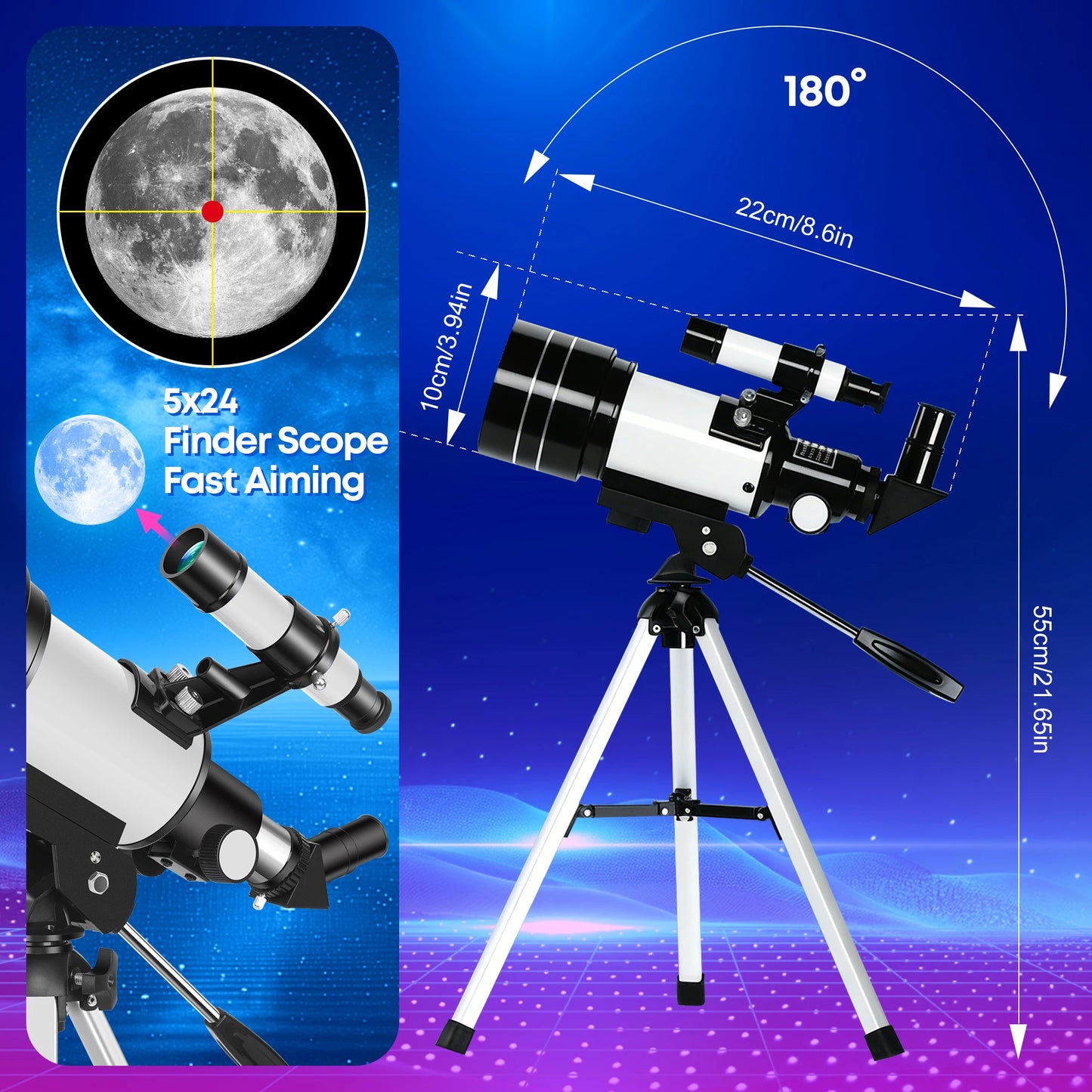 150X70mm Astronomical Telescope for Adults & Beginners .Portable Refractor Telescope with Tripod  Description: