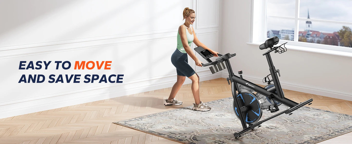 MERACH Exercise Bike S36 for Home Magnetic Indoor Cycling with Self-developed APP 330lbs Capacity & Comfortable Seat Cushion