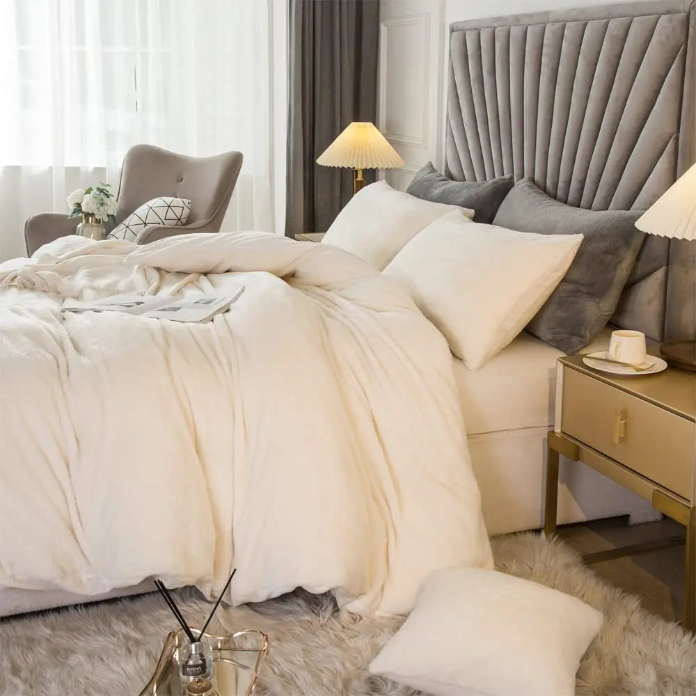 2 To 3 Piece Velvet Shaggy Duvet Cover Set Ultra Soft