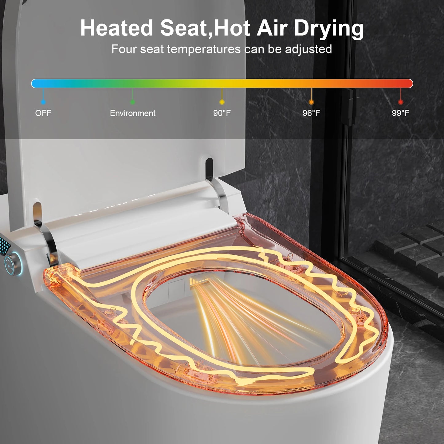 Smart One-Piece Toilet with Built-In Bidet, Auto Flush & Heated Seat .Modern Luxury Bathroom Upgrade