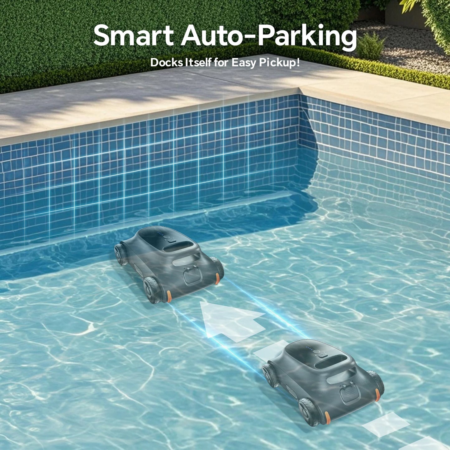Seauto SAT 10 Cordless Robotic Pool Cleaner for Pools Up to 2,000 Sq. Ft. | Automatic Smart Pool Vacuum