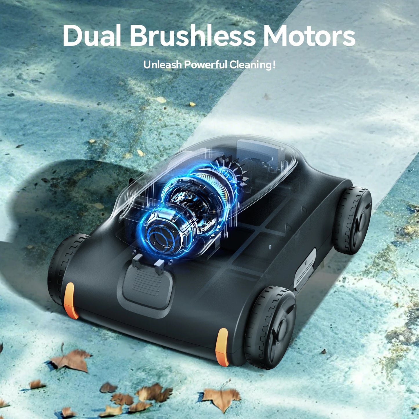 Seauto SAT 10 Cordless Robotic Pool Cleaner for Pools Up to 2,000 Sq. Ft. | Automatic Smart Pool Vacuum