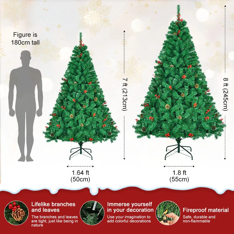 Classic Pine Tree 7FT 8FT With Metal Hinges PVC Branches
