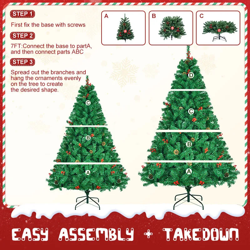 Classic Pine Tree 7 Ft 8 Ft Pre Artificial Christmas Tree PVC