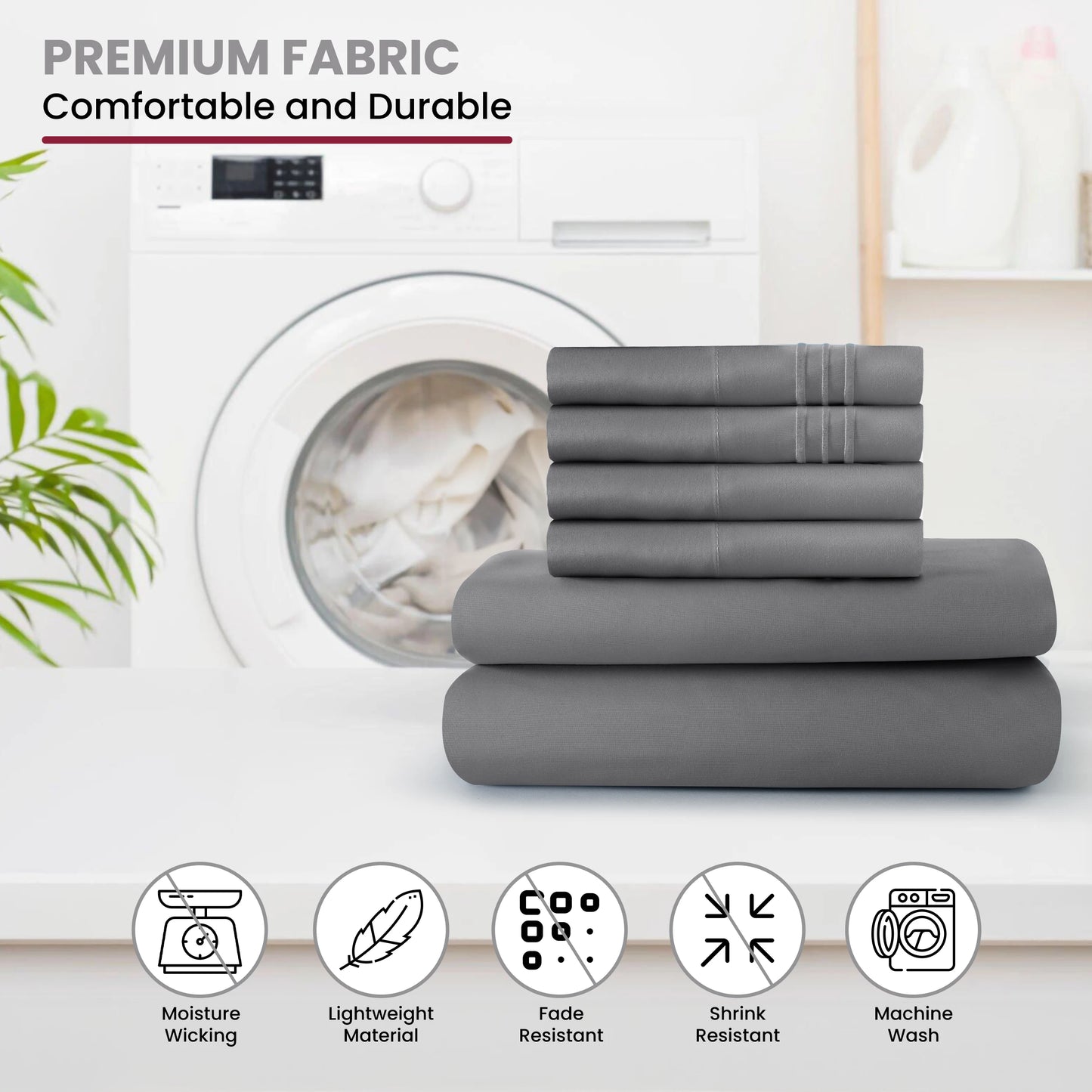 Luxury 6 Piece Microfiber Bed Sheet Set . Ultra Soft Deep Pocket Bedding Collection