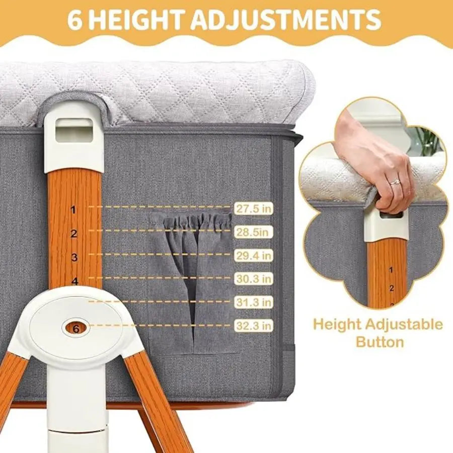 3-in-1 Baby Bassinet Bedside Sleeper Portable Crib with Adjustable Height