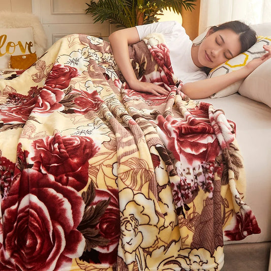 Lightweight Floral Flannel Throw Blanket | Ultra Soft Cozy Blanket for Bed, Sofa & Couch
