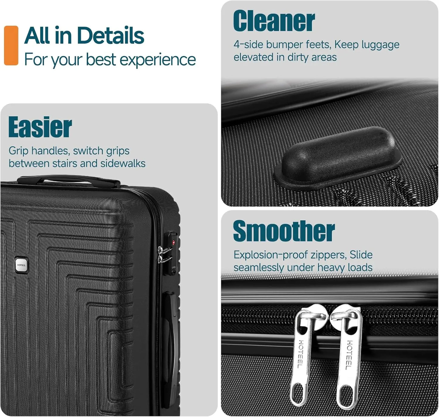 5 Piece Luggage Set with TSA Lock, Hardshell Suitcase Collection (20"/24"/28") & Travel Bags for Family Vacation & Business