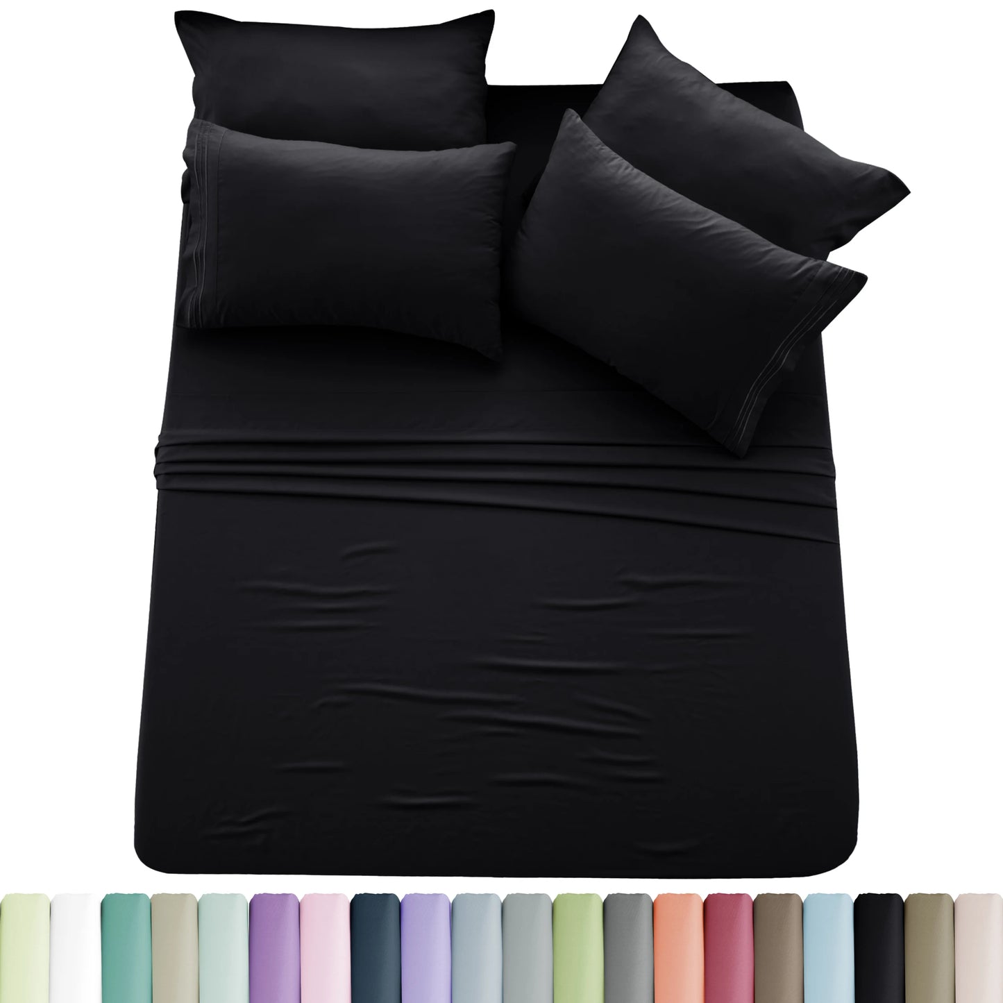 Luxury 6 Piece Microfiber Bed Sheet Set . Ultra Soft Deep Pocket Bedding Collection