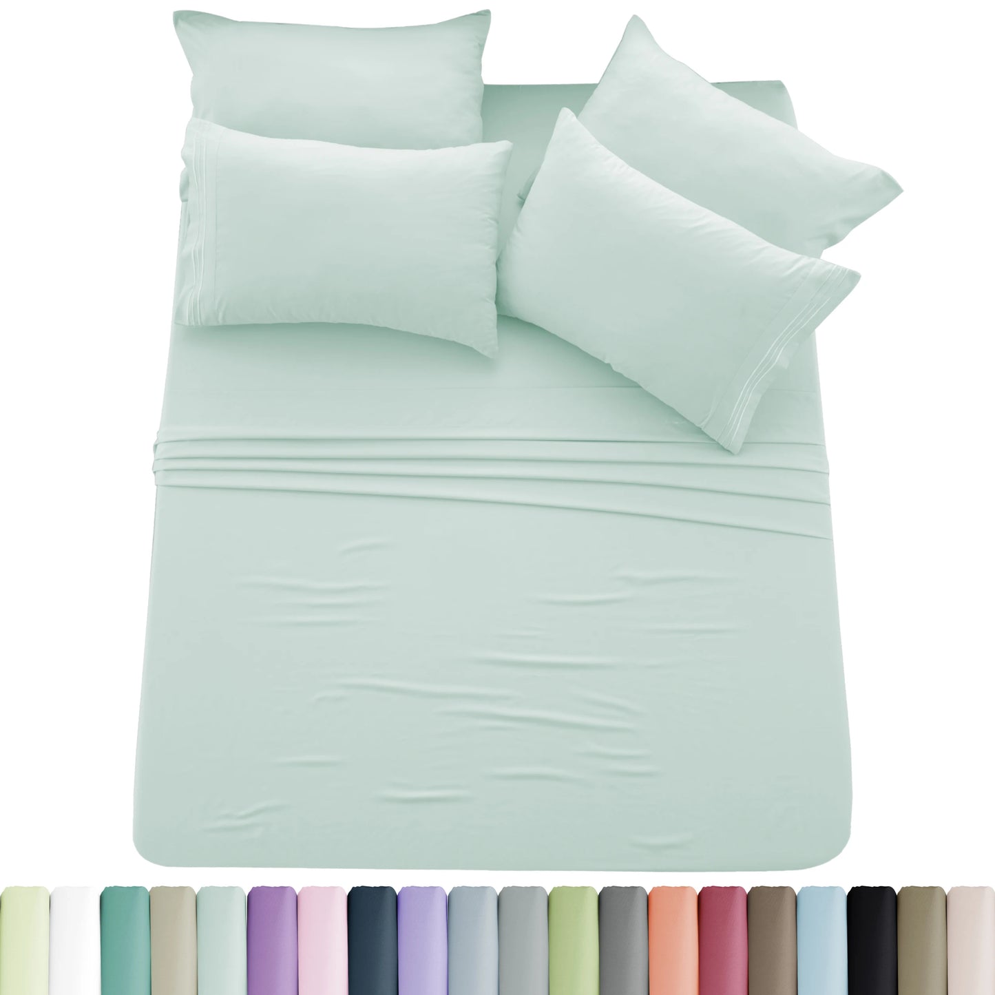 Luxury 6 Piece Microfiber Bed Sheet Set . Ultra Soft Deep Pocket Bedding Collection