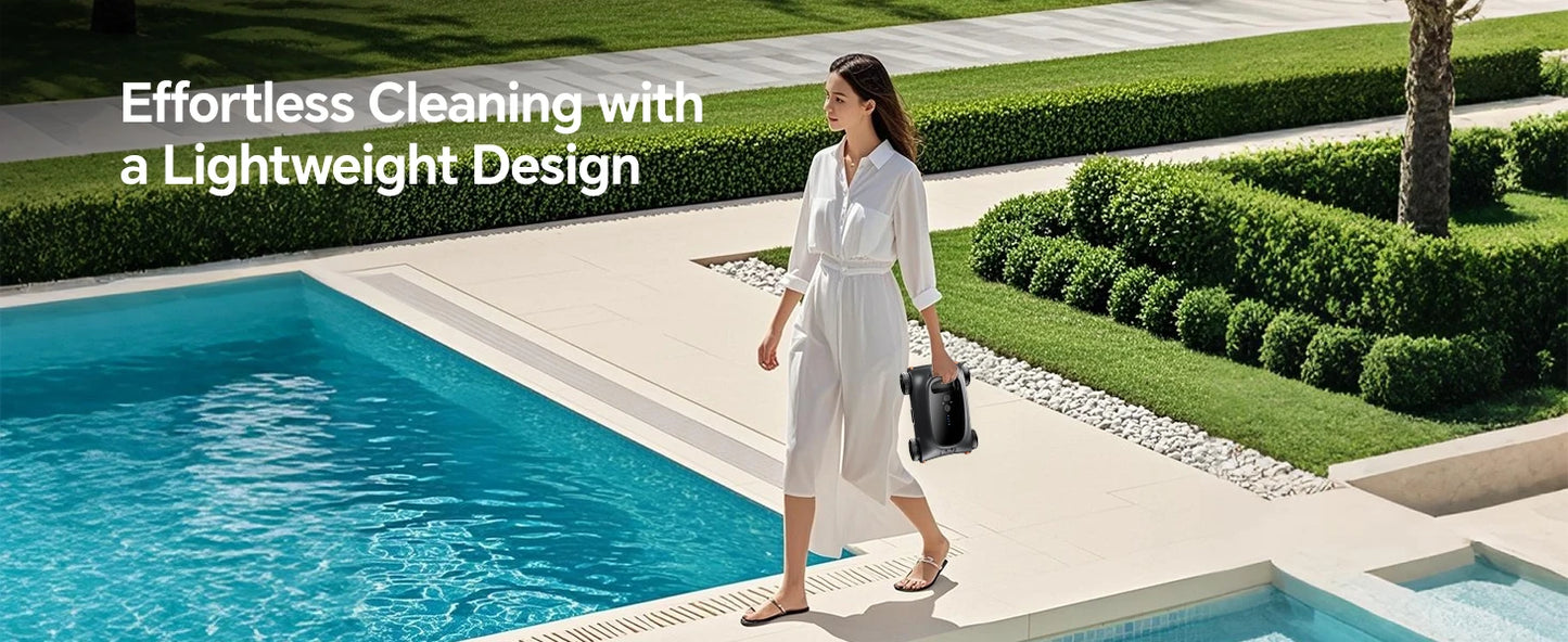 Seauto SAT 10 Cordless Robotic Pool Cleaner for Pools Up to 2,000 Sq. Ft. | Automatic Smart Pool Vacuum