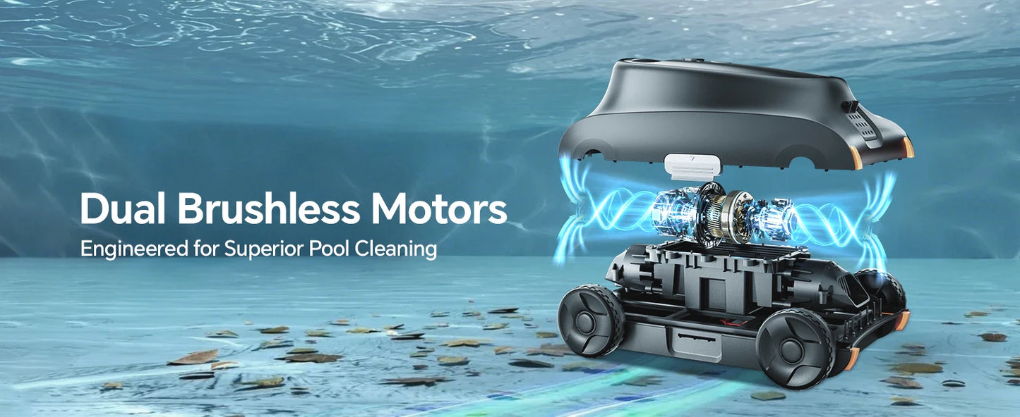 Seauto SAT 10 Cordless Robotic Pool Cleaner for Pools Up to 2,000 Sq. Ft. | Automatic Smart Pool Vacuum