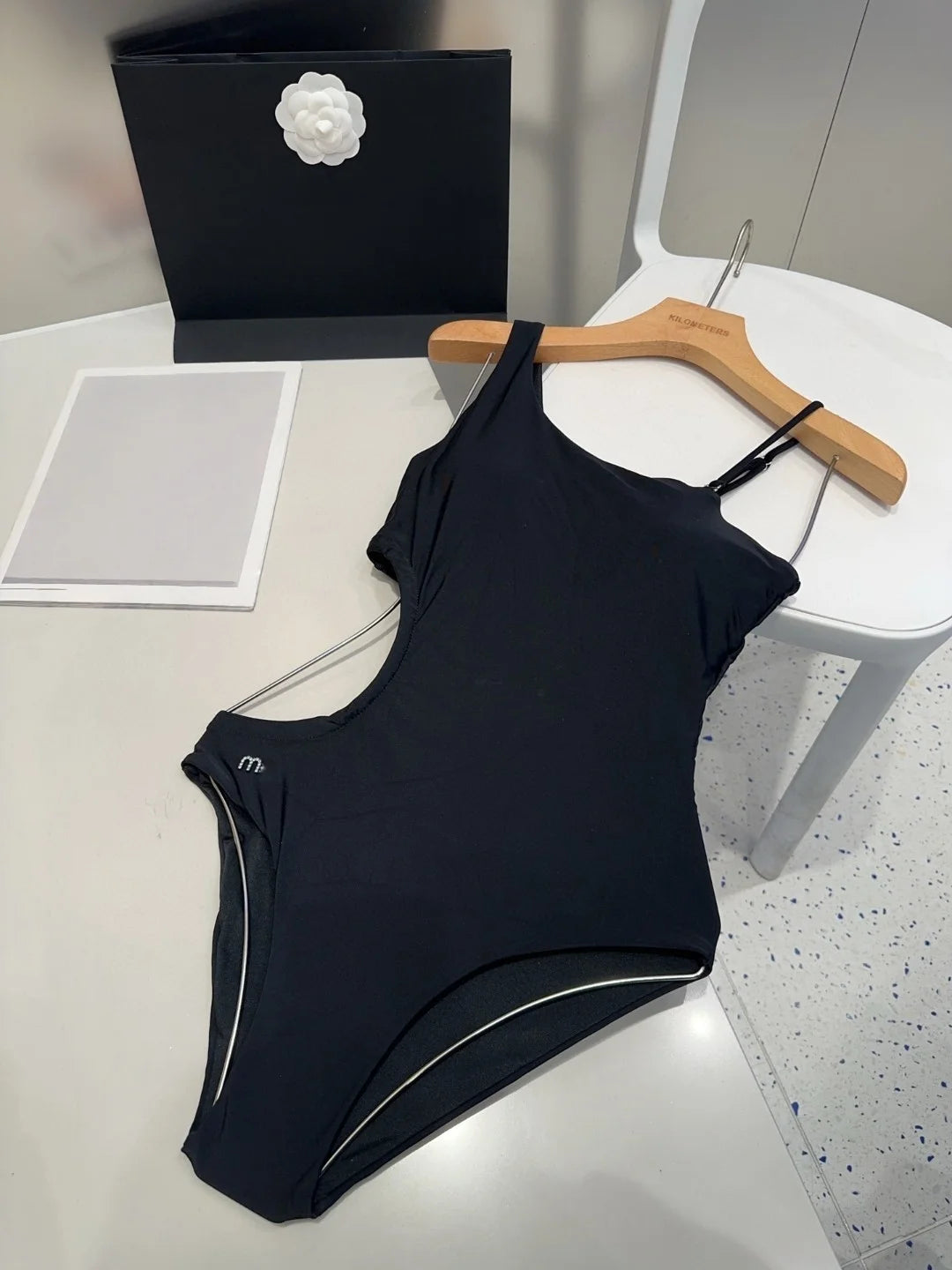 Elegant Double-Strap Cutout One-Piece Swimsuit. Hollow-Out Women’s Swimwear