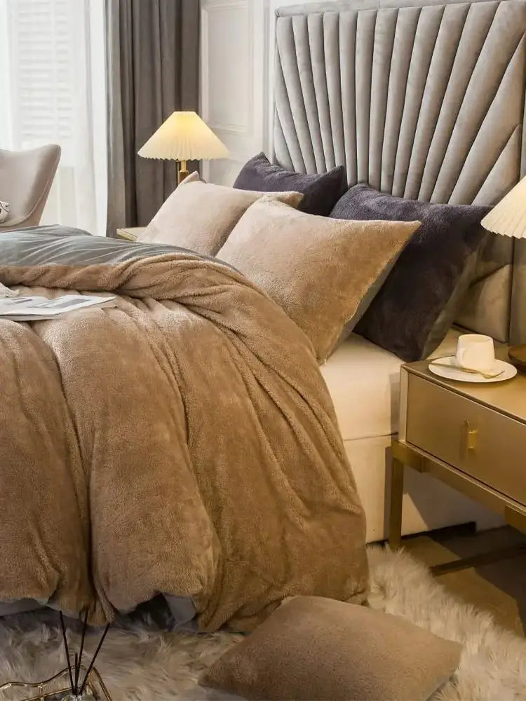 2 To 3 Piece Velvet Shaggy Duvet Cover Set Ultra Soft