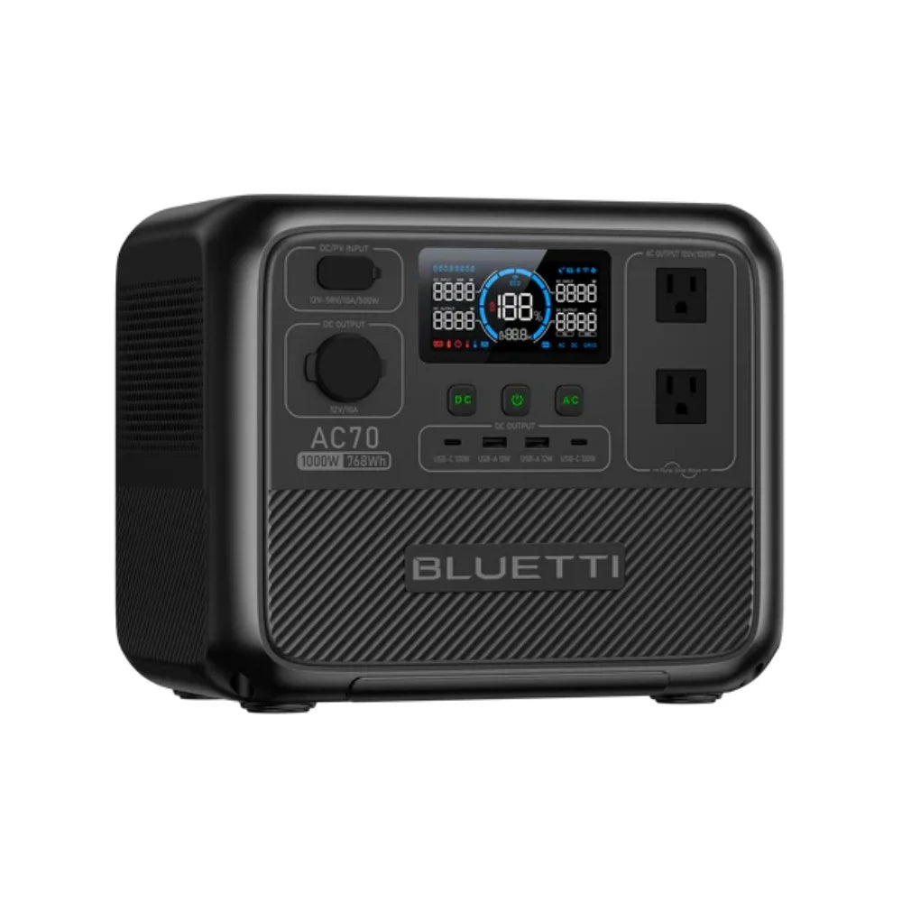 [US Plug] BLUETTI AC70 Portable Power Station | 1000W 768Wh, Solar Generator for Road Trip, Off-grid, Power Outage